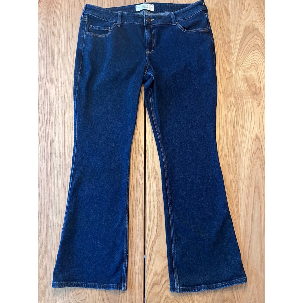 Hollister Low-Rise Bootcut Jeans‎ Dark Wash Denim Womens 16L W33 Long
